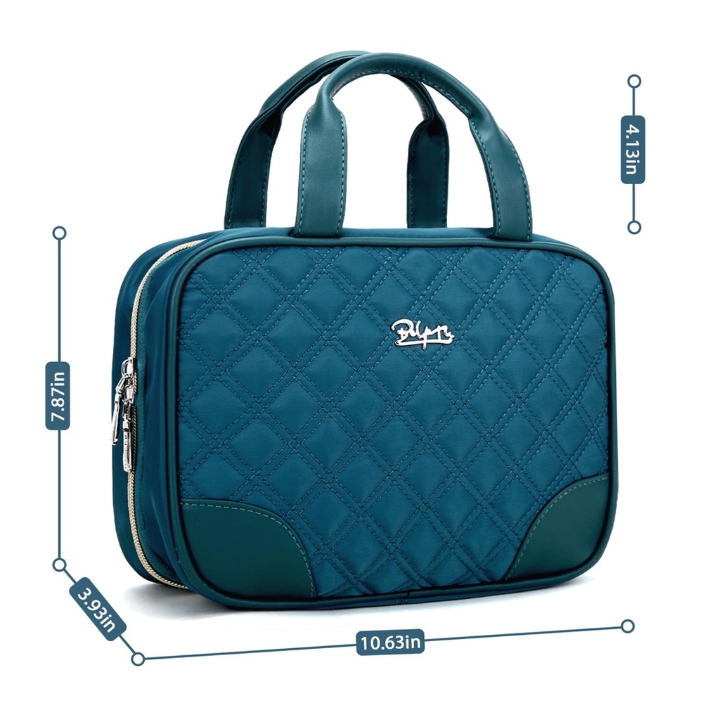 Boyatu Quilted Travel Toiletry Hanging Organizer Cosmetic Bag in Blue